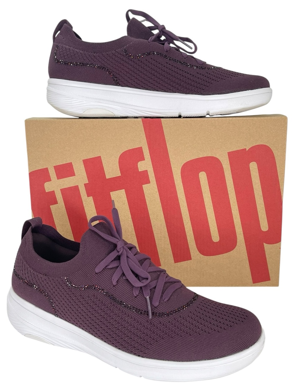 Fitflop Super-Q Wine Knit Polyester Womens Sneakers Size 9M